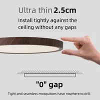 Modern LED Ceiling Light Circular Ultrathin Wood Grain Walnut Decorative Light Bedroom Dining Room Living Room Indoor Home Light 2