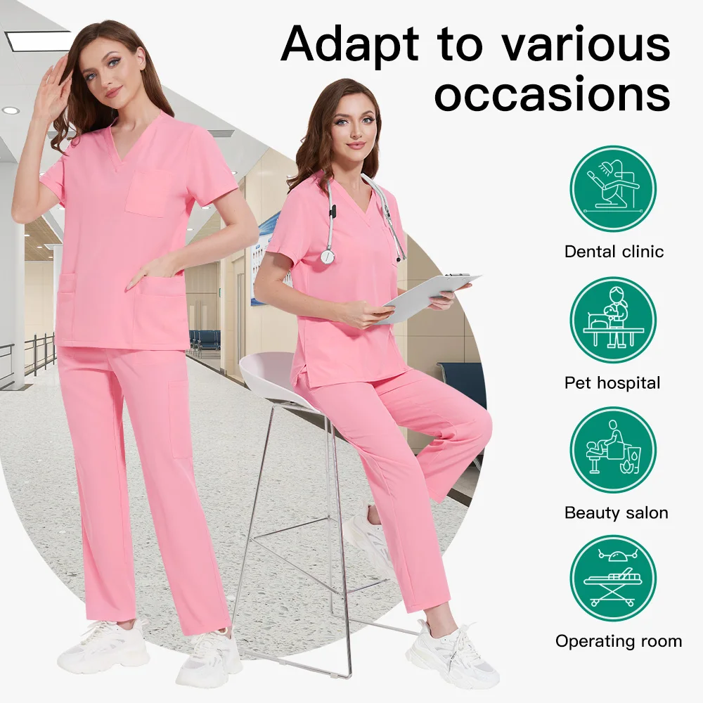 Sala operatoria Lavaggio Vestiti Infermiera Uniforme Tuta Dottore Infermiera Accessori Salone di bellezza SPA Tuta Uomini e donne Tuta chirurgica