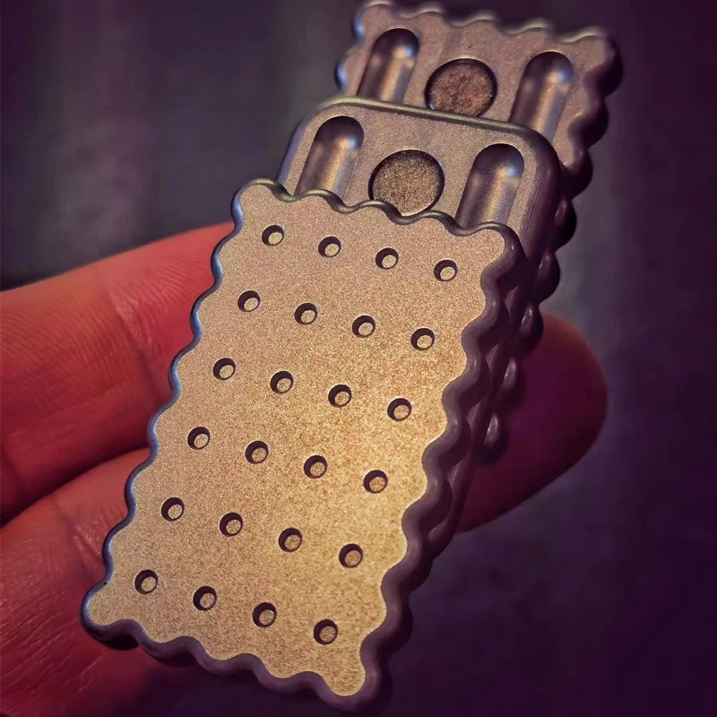 Lee Orange Cookie Push suwak kanapka biszkoptowe trzy warstwy w górę i w dół zabawki na palec Relief Jouet antystresowy Fidget Spinner