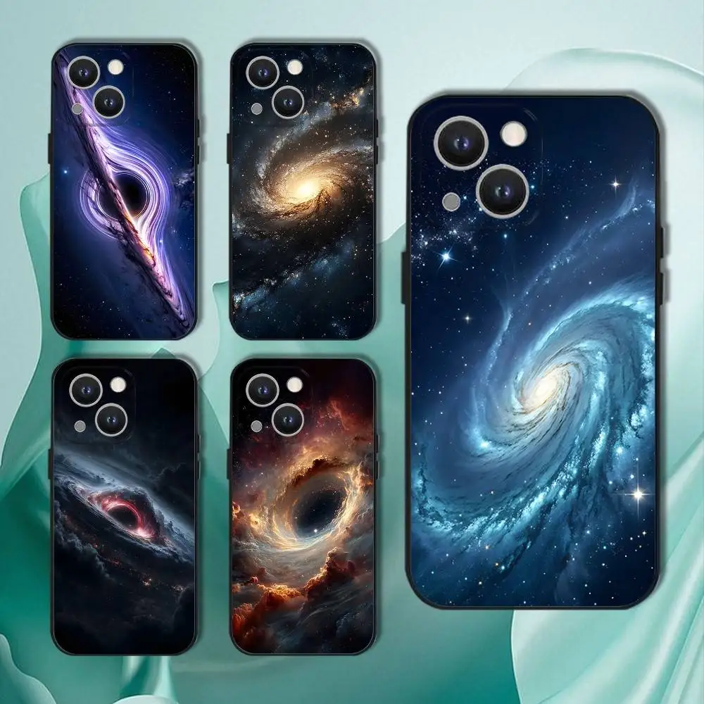 

Space Galaxy Universe Phone Case For iPhone 16,15,14,13,12,11,Pro,XS,Max,XR,Plus,E,SE4,Mini Black Soft Cover