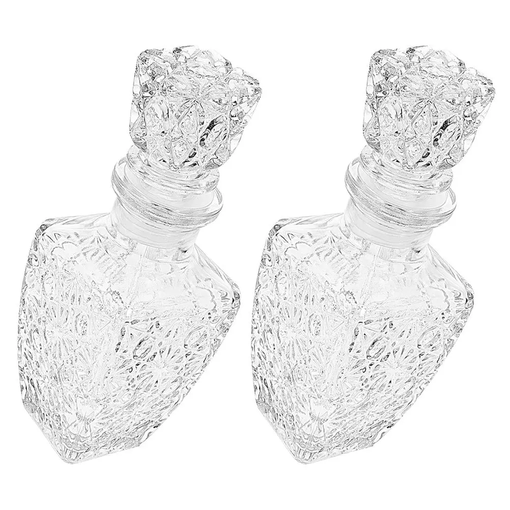 

2Pcs Delicate Wine Bottle Transparent Glass Wine Holder for Tasting Whiskey Brandy Reusable Drinking Bottle for Adults