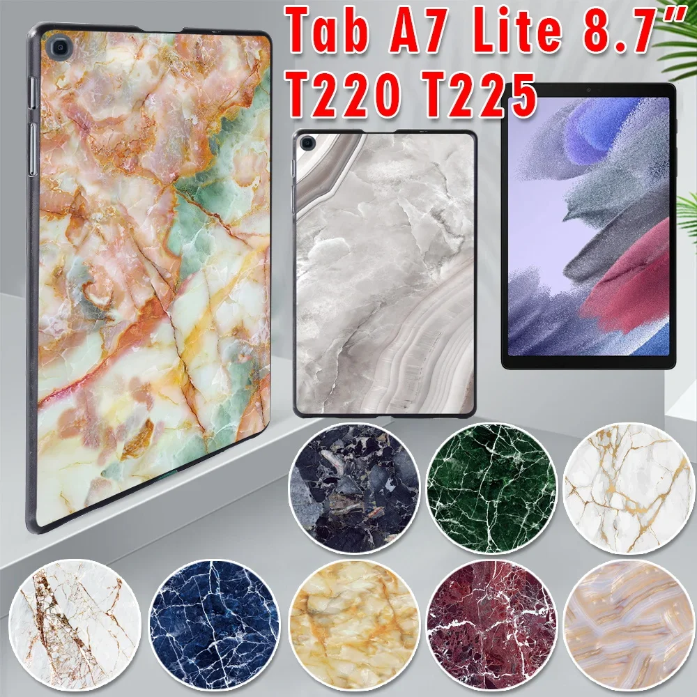 

For Samsung Galaxy Tab A7 Lite 8.7 inch SM-T220 SM-T225 Case Tablet Cover for Tab A7 Lite 2021 Marble Pattern Durable Back Shell