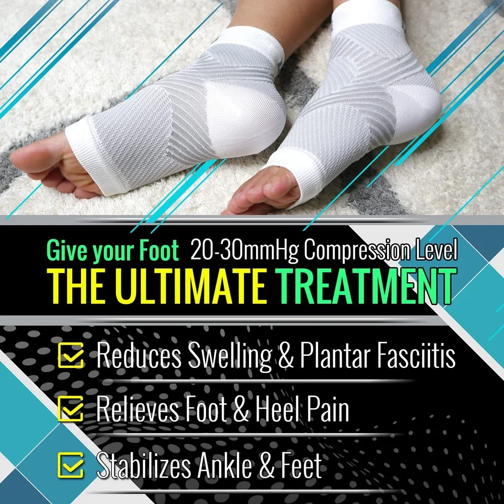 JUUMMP 1Pair Plantar Fasciitis Compression Ankle Brace Socks Sleeves,Foot Arch Support, Heel Pain, Achilles Tendonitis Relief