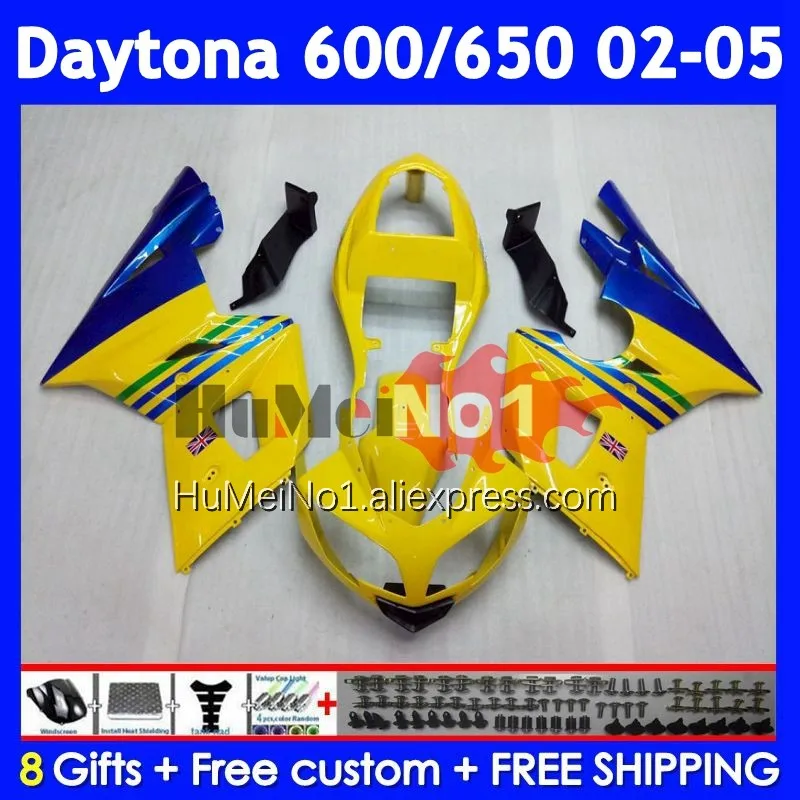 Body For Triumph Daytona650 Daytona600 Daytona 650 319No.11 Daytona 600 Blue yellow 650 2002 2003 2004 2005 02 03 04 05 Fairing