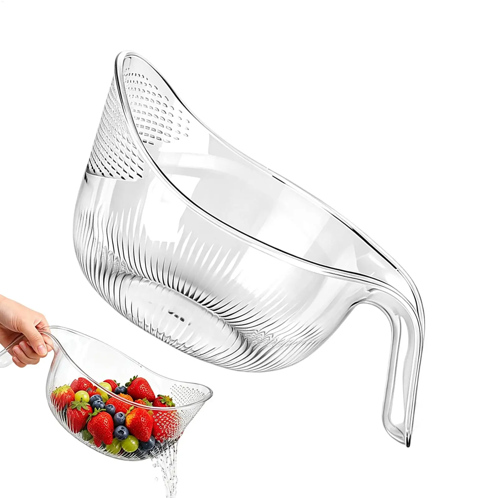 Multifunctional Rice Washing Colander Strainer Bowl for Rinsing Vegetables Grains & Beans Kitchen Fruit Vegetable Drainer