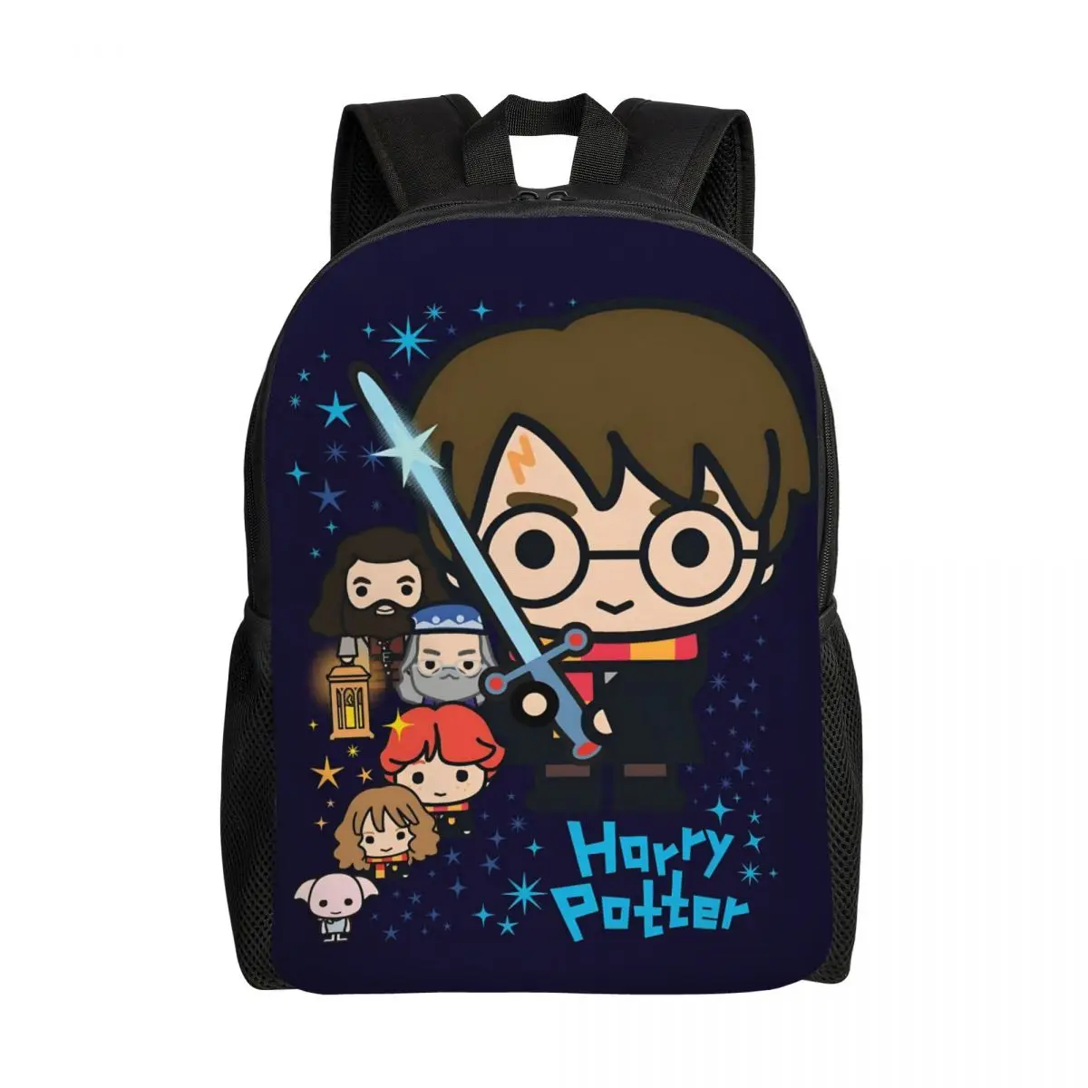 

H-Harrys P-Potters Chibi Backpack Men Women Basic Bookbag for School College Blue Boys Bags
