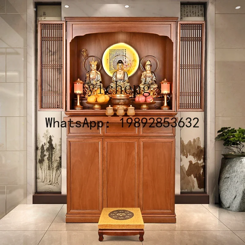 

A1 solid wood with door Buddhist niche household vertical cabinet simple shrine cabinet Bodhisattva offering Buddhist cabinet