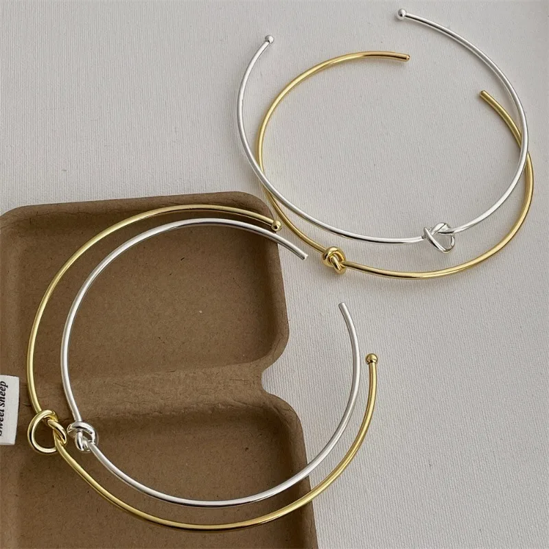 Minar High Quality Hollow Out Knotted Open Adjustable Torques for Women Mujer 18K Gold Silver PVD Plating Titanium Steel Chokers