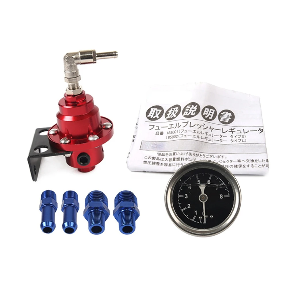 Fuel Pressure Regulator Adjustable Universal Auto Supercharger Aluminum Fuel Regulator With Original Gauge and Instructions