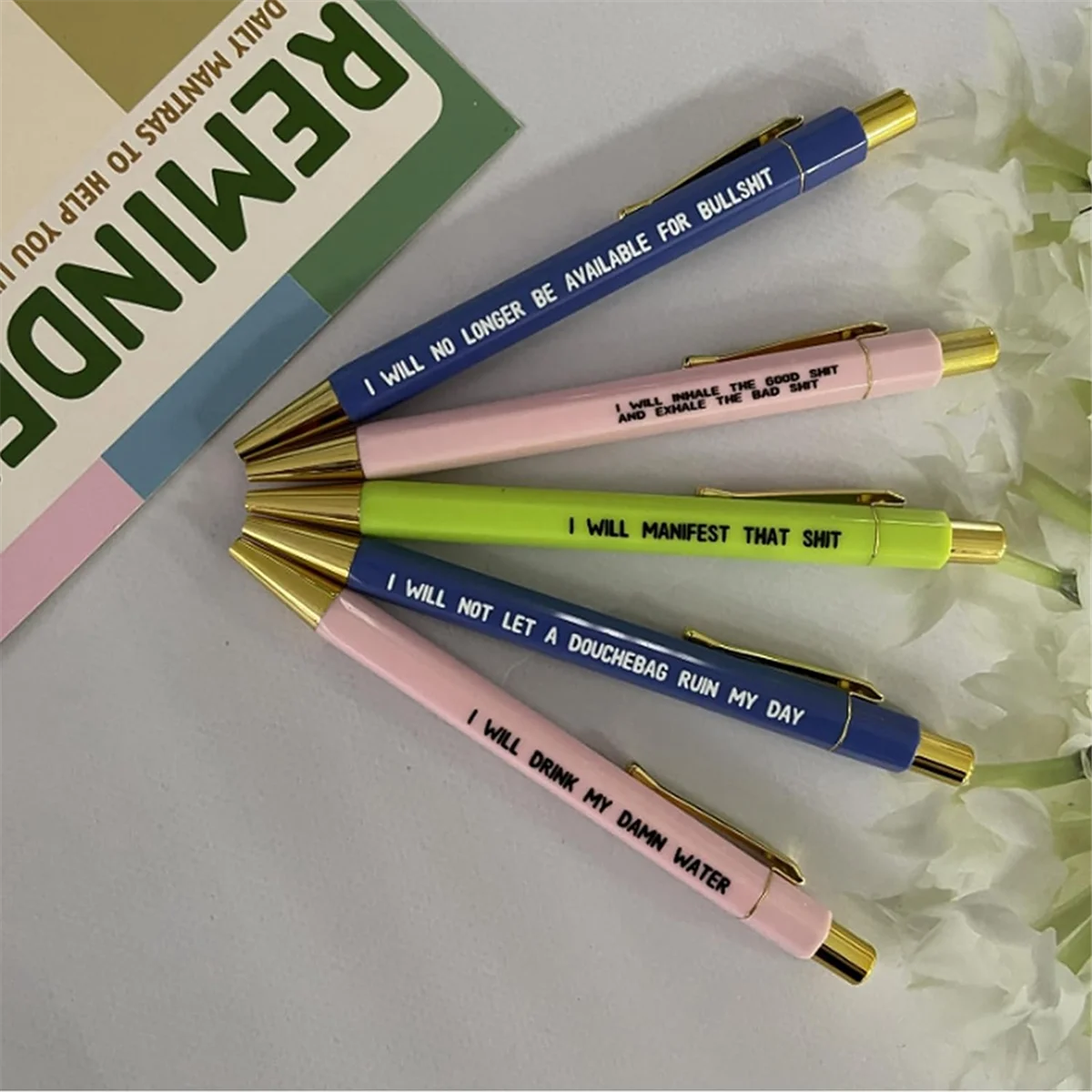 ADP-Reminder Daily Mantra Pens, MAMA Pens, Funny Weekly Pens,Fine Point Smooth Writing Pens 2Set