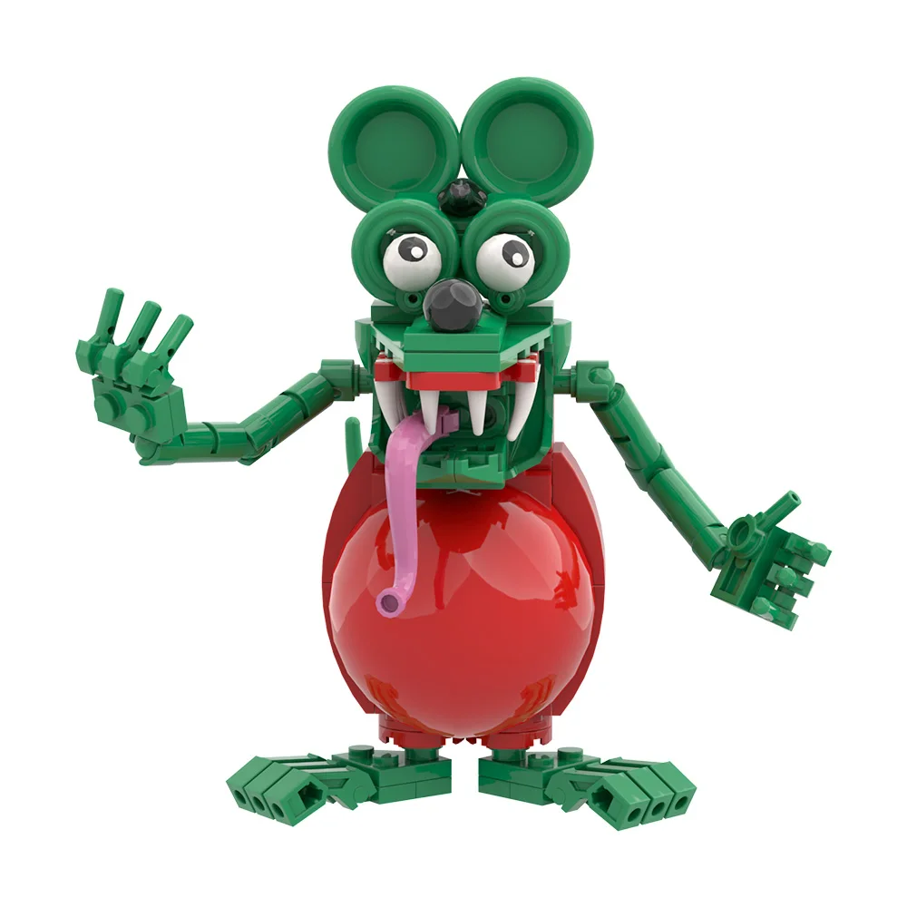 MOC الرعب الجرذ فينك اللبنات فيلم عمل الشكل الماوس القيادة سيارة الطوب ألعاب حيوانات هدية الكبار #4