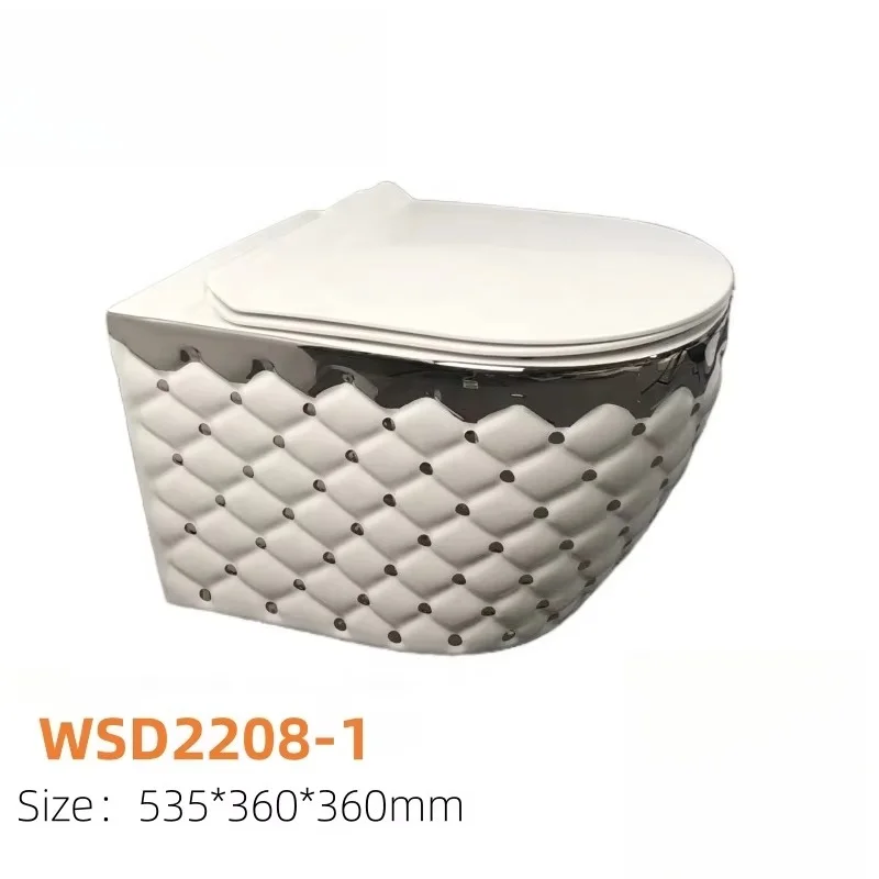 

Luxury Gold Polka Dot Basin Bathroom Ceramic Sink Wall Hanging Toilet Set Girl