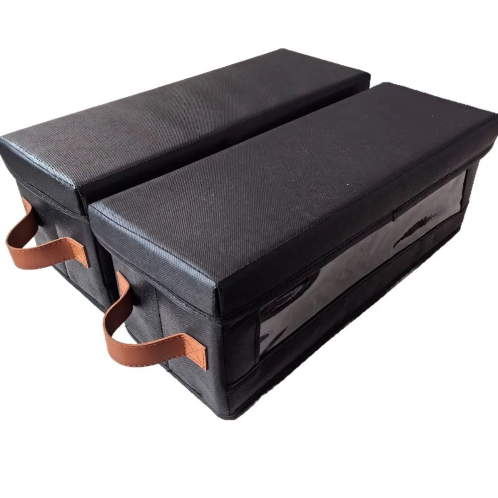 DVD Storage Box Foldable Organizer With Lid Transparent Visible Window Dustproof Case For Home Media Collection Shelf
