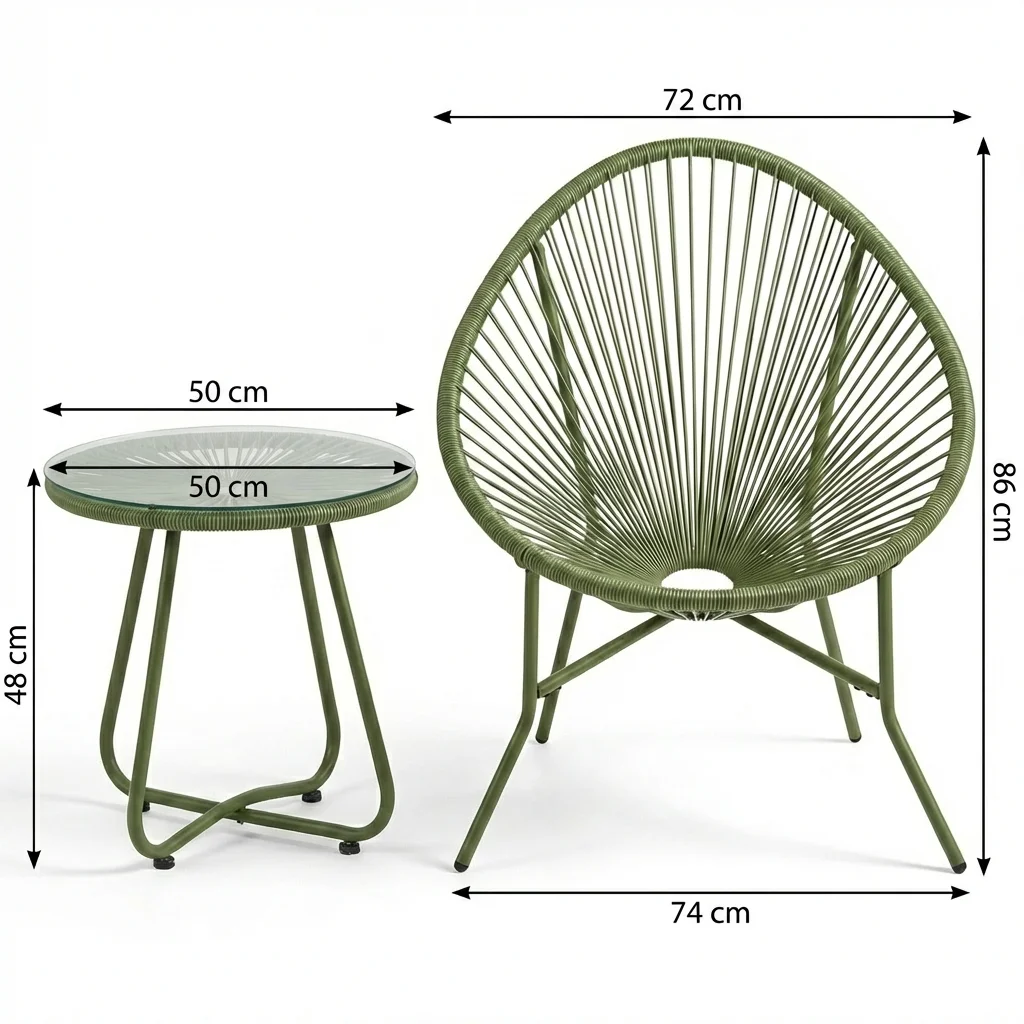 Modern Stainless Steel Durable Acapulco Chair Bistro Set, Patio Conversation Furniture, Outdoor Garden Armchair, Hotel School