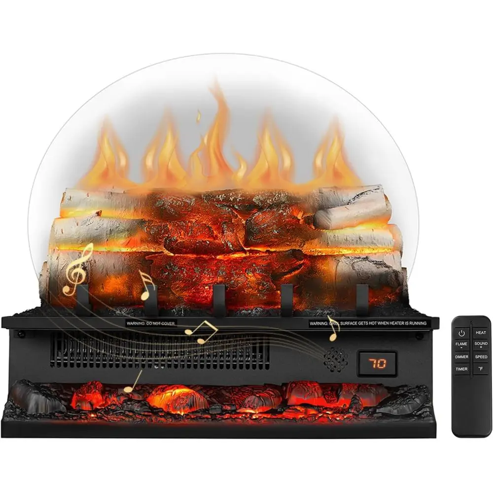 

Электрический камин-обогреватель с эффектом пламени, 5 уровней яркости, 750 Вт/1500 Вт, с пультом ДУ и таймером, защита от перегрева