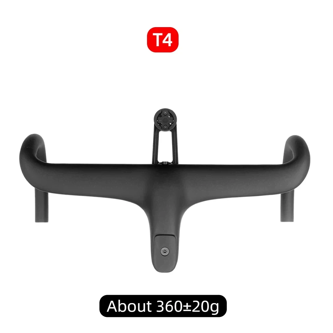 T4 ULTRA Rennrad Carbonfaser-Lenker mit interner Kabelführung, integriertes Fahrradlenker-Cockpit für 360mm-380mm mit Montagespacer