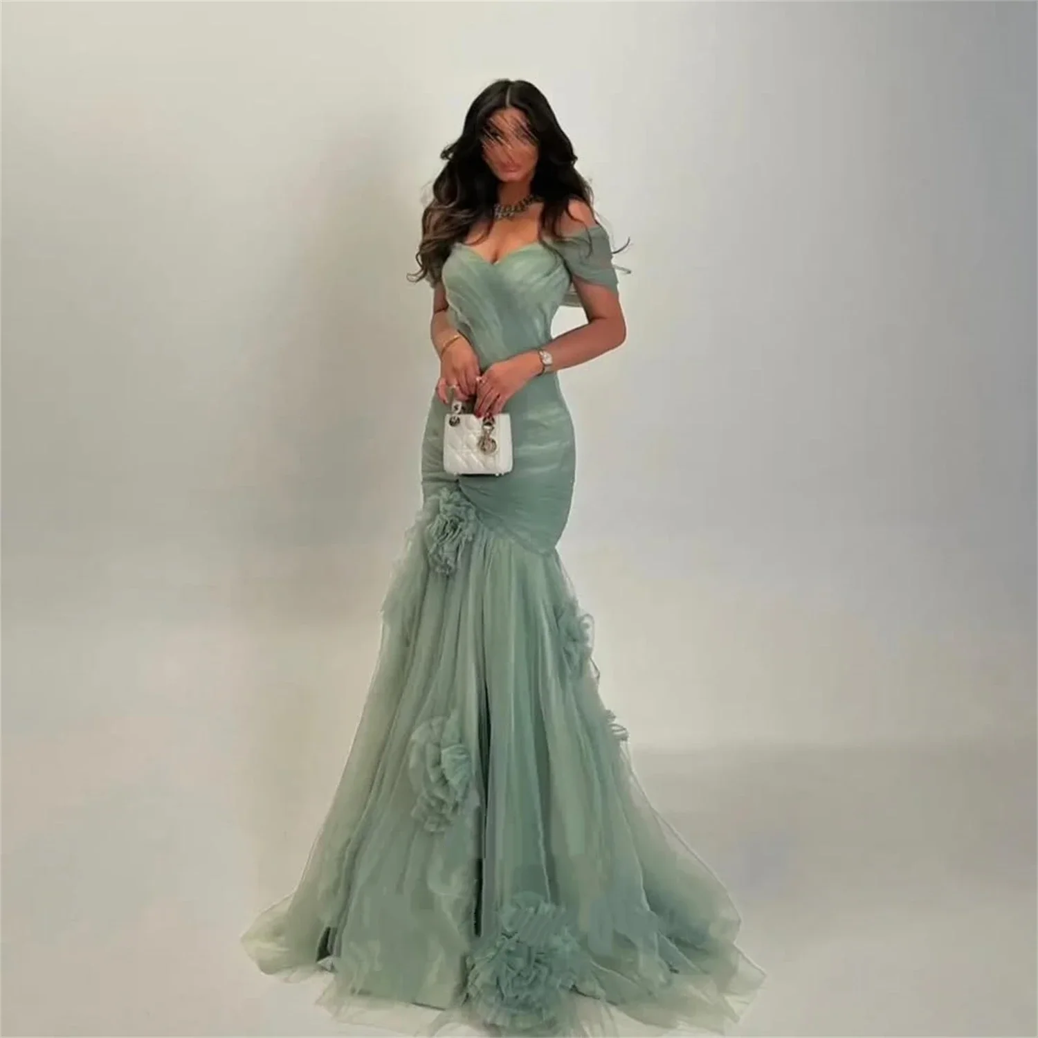 Elegante abito da ballo con scollo a cuore e spalle scoperte Occasioni speciali Abito da sera a sirena personalizzato Abito in tulle per ospiti di nozze