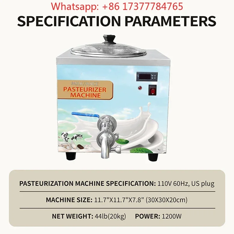 Commercial Milk & Goat Milk Pasteurizer 14L Small-Scale Fresh Milk Pasteurizer Home-Use Juice Sterilizer