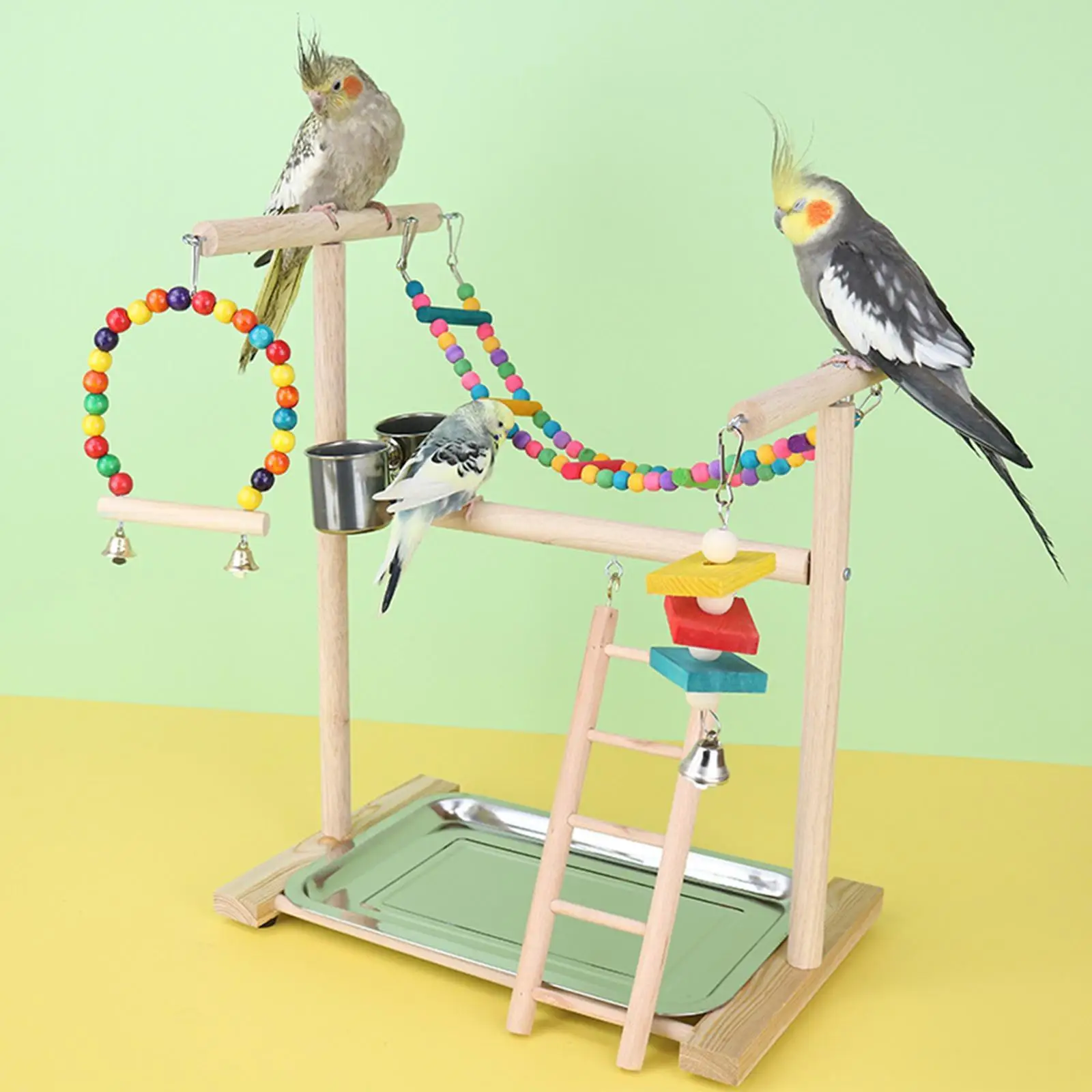 Bird Playground Bird Play Stand,Wooden Parrot Perch Playstand,Bird Play Gym Playpen for Macaw