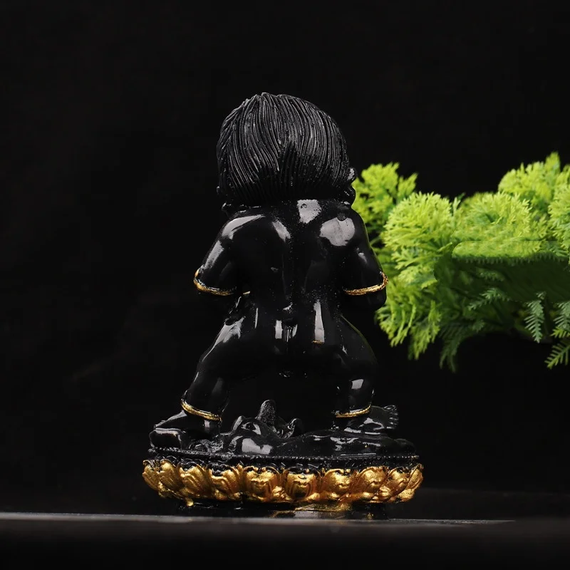 Chinese Black jade porcelain five way God of Wealth Buddha statue ornament tantric Buddha statue Exquisite Home Decoration