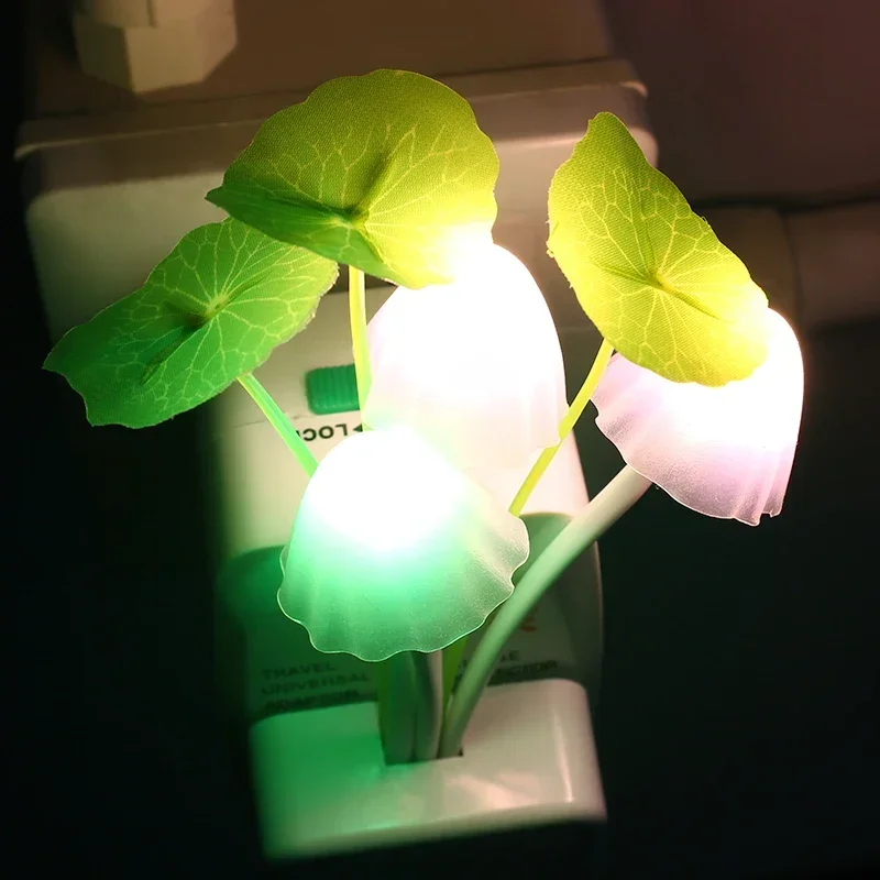 Creative Induction LED Mushroom Lamp Lotus Leaf Lamp Water Grass Light Control Small Night Lamp Seven Color Luminous Wall Lamp