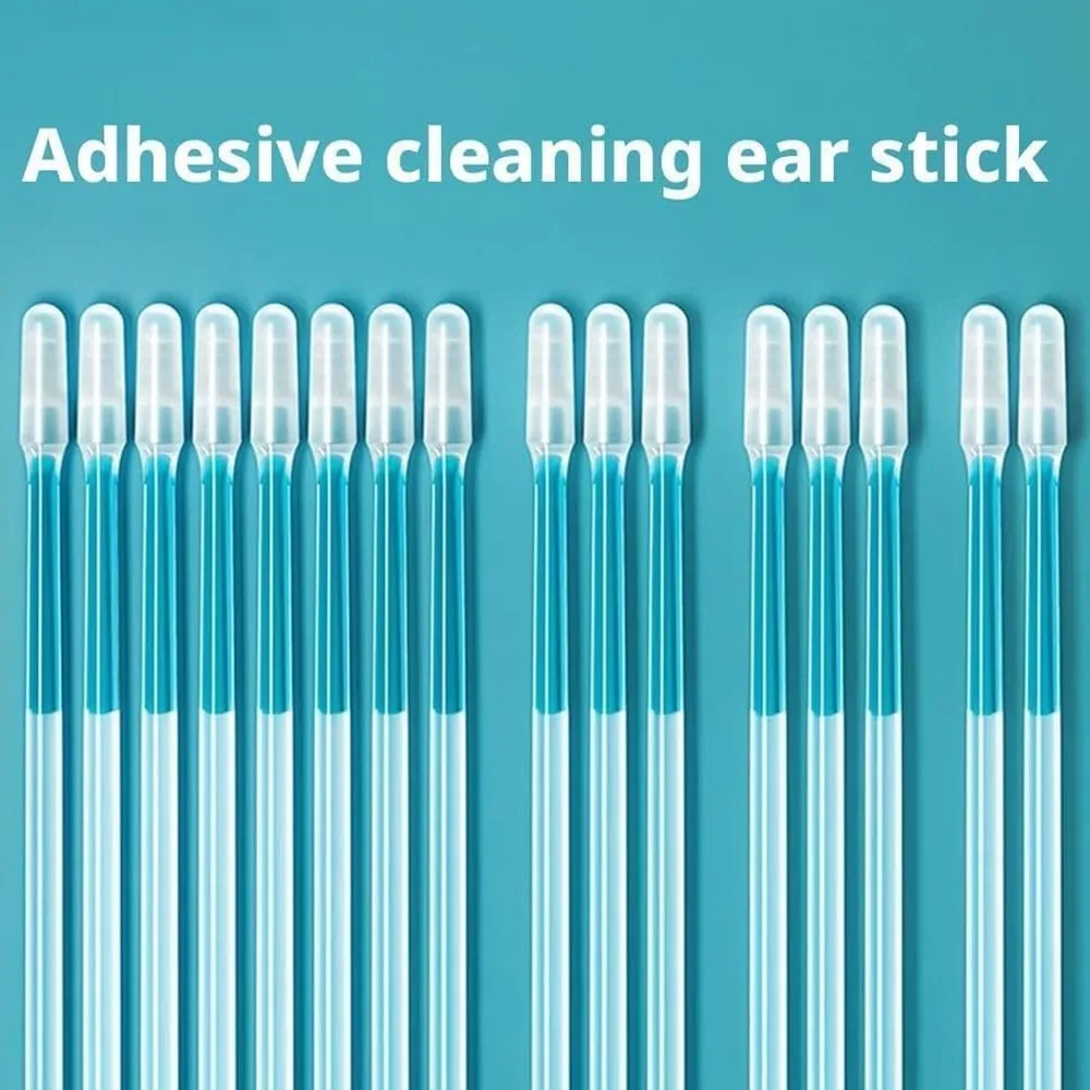 48pcs Reusable Sticky Ear Cleaning Sticks Washable Flexible Soft Reusable Ear Cleaning Tools Rubber Head ABS Handle