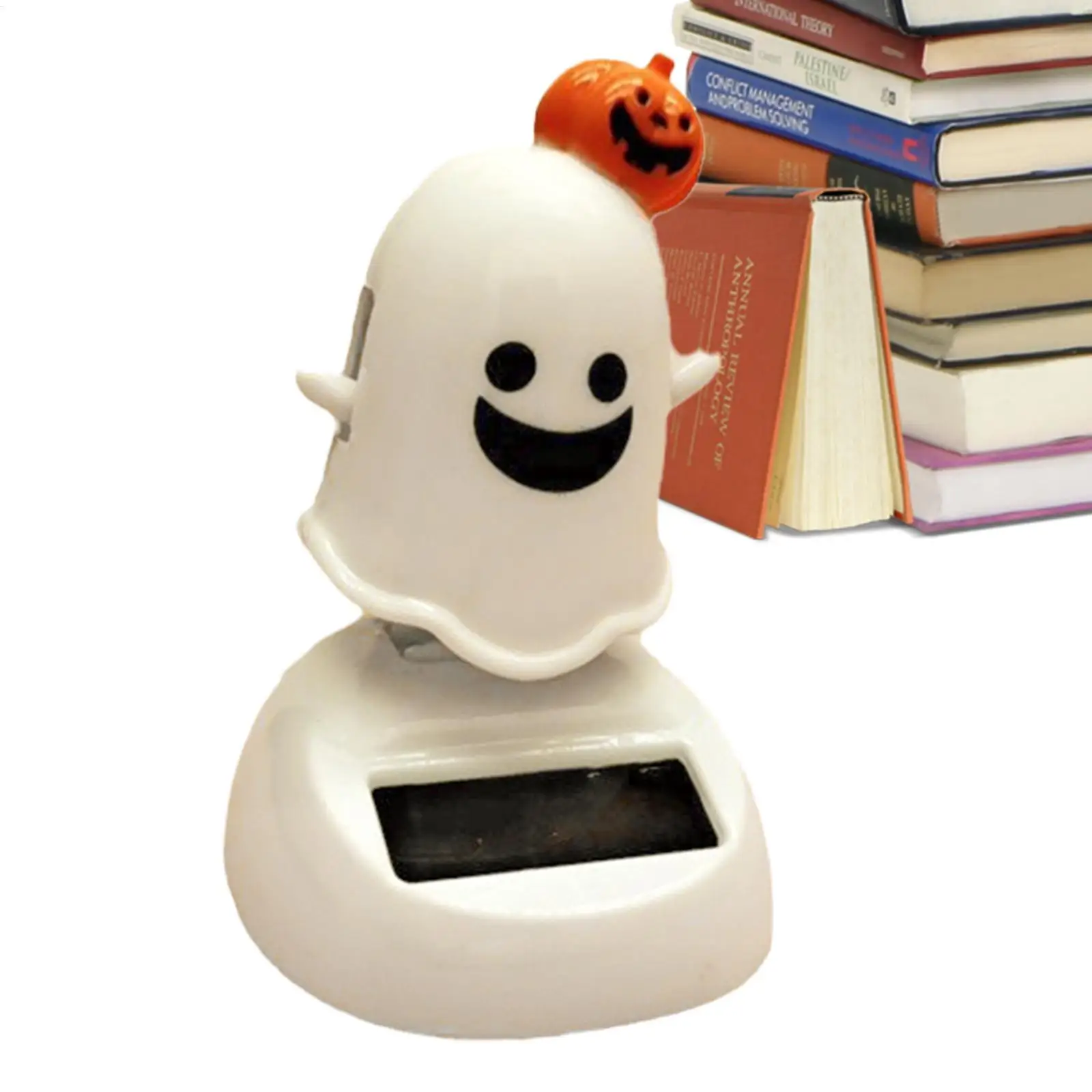 Solar Powered Ghost Bobble Head Halloween Car Cartoon Ghost Festival Funny Ornament Solar Creative Shaking Head Doll