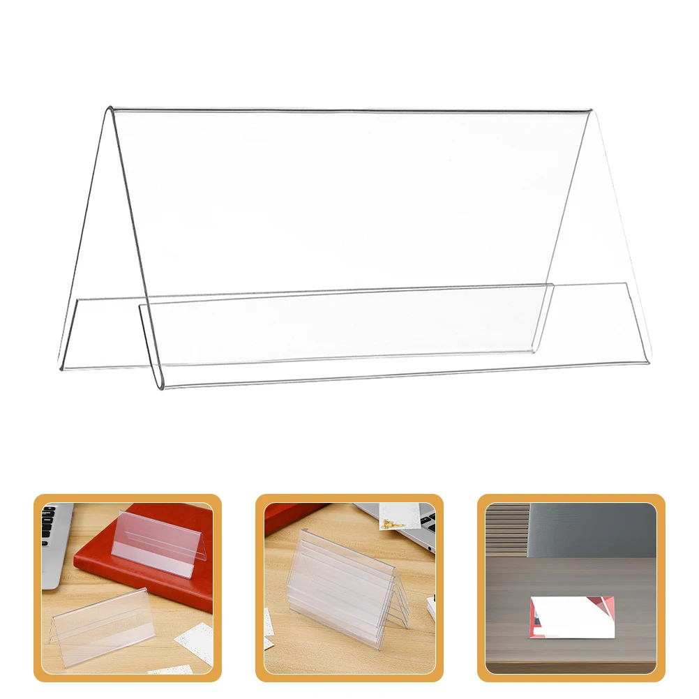 

10pcs Conference Table Nameplate Holder Dualsided Stable Clear Desk Sign Office Event Seminar Reception Card Stand