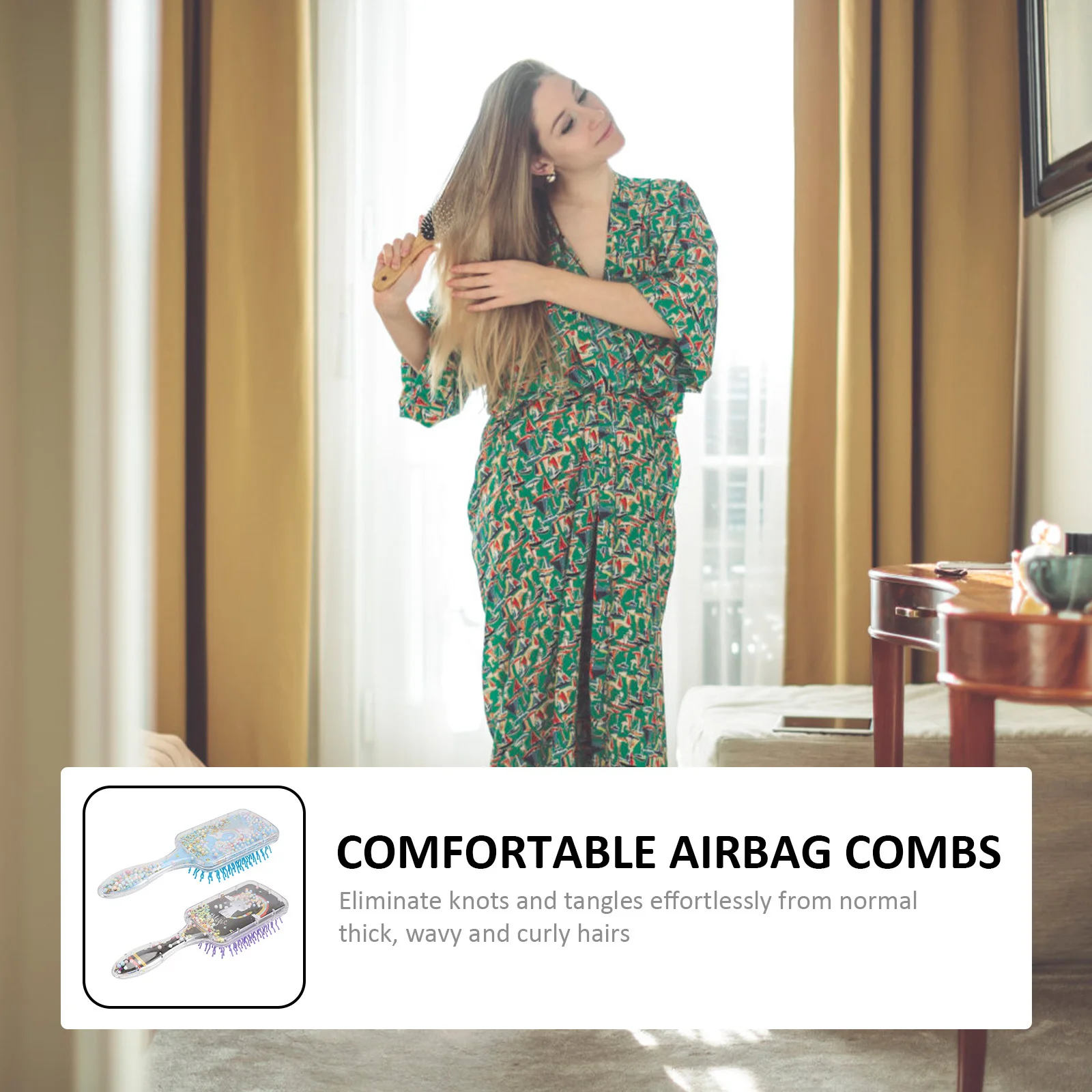 

2Pcs Comfortable Airbag Combs Plastic Rainbow Combs Knots Effortlessly Thick Wavy Curly Hairs Massage Relaxing