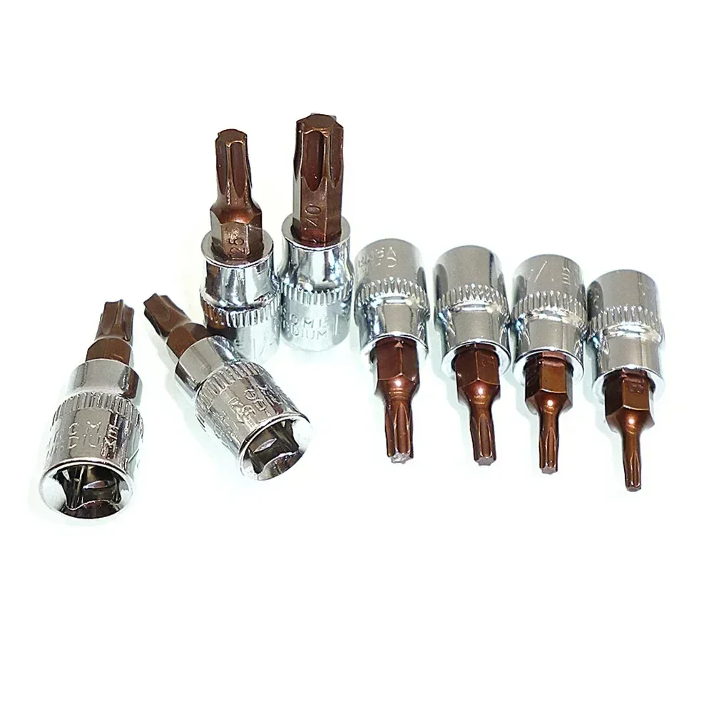 1 Uds puntas de destornillador Torx 1/4 pulgadas adaptador de llave de tubo de trinquete herramientas manuales T8 T15 T20 T25 T27 T30 T40