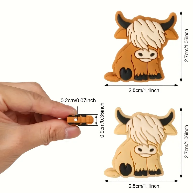 5Pcs Silicone Cow Focal Beads Loose Flat Spacer Beads For Jewelry Making DIY Pen Decor Necklaces Bracelet Keychain Lanyard Craft