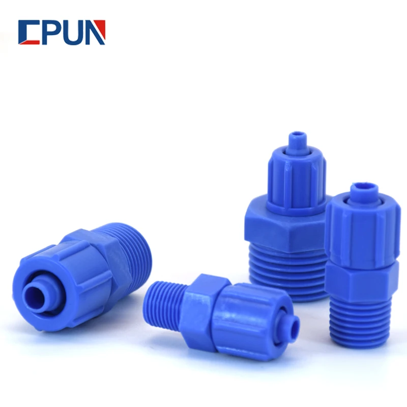 

Pneumatic Fittings Corrosion Rresistance Gas Pipe Plastic Connector Blue External Thread 3/8" 1/2" Straight Through Elbow