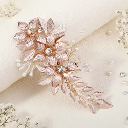 Europe and the United Handmade Flower Headdress Hairpin Female Bridal Wedding Hair Accessories Alloy Leaf Duckbill Clip
