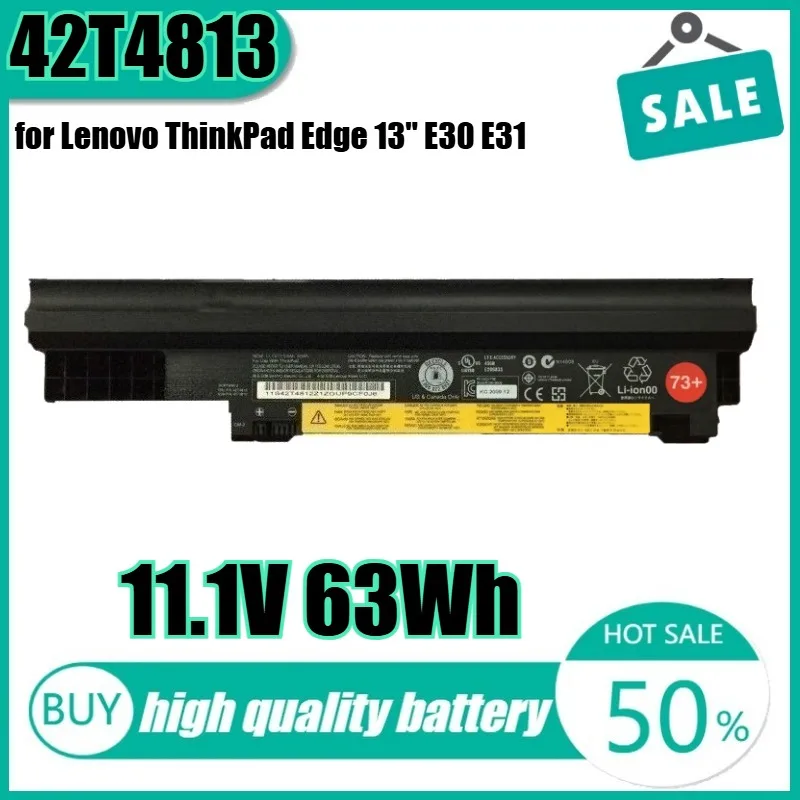 

11,1 В, 63 Втч, 42T4813, аккумулятор для ноутбука Lenovo ThinkPad Edge 13 дюймов E30 E31 57Y4565 42T4812