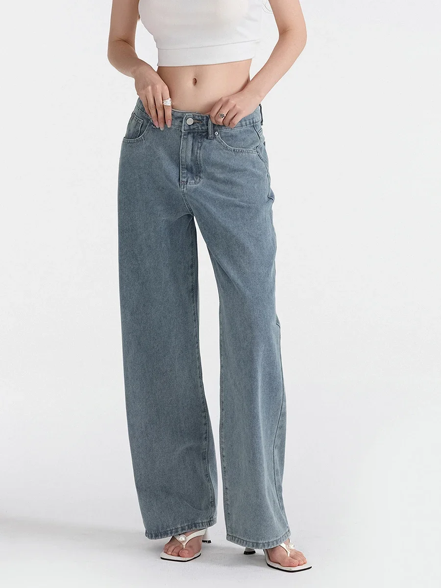 y2k Jeans Vintage Loose Low Rise Straight Denim Trousers Streetwear 2000s Mom Jeans Women Casual Pants New