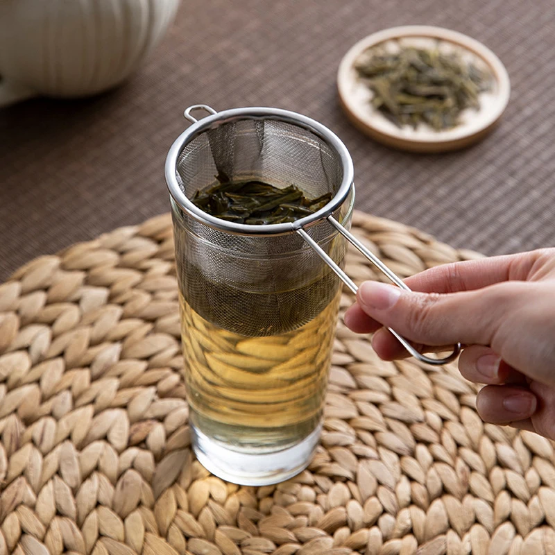 New#Stainless Steel Tea Infuser Reusable Tea Leak Filter Teapot Strainer Single Ear Shape Coffee Herb Spice Diffuser With Handle