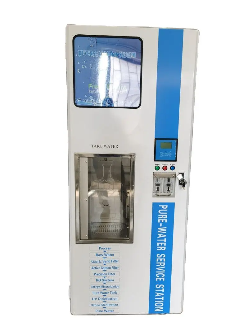 USA 400GPD Alkaline Purified Water Vending Machine for Drinking Water Purifier Dispenser Coin Operate Bottle Filling Machine