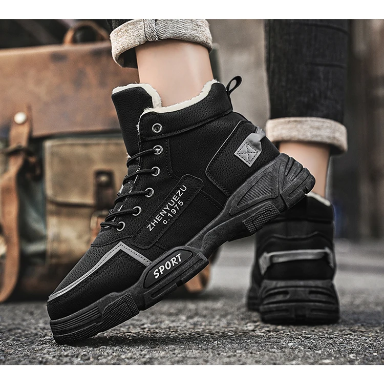 Herren-Schneestiefel, mit Fleece gefüttert für Wärme, verschleißfest und rutschfest, leicht und atmungsaktiv, weich und bequem, trendig und lässig, geeignet für Outdoor-Aktivitäten, Arbeit und Pendeln im Herbst und Winter. – Detail 17