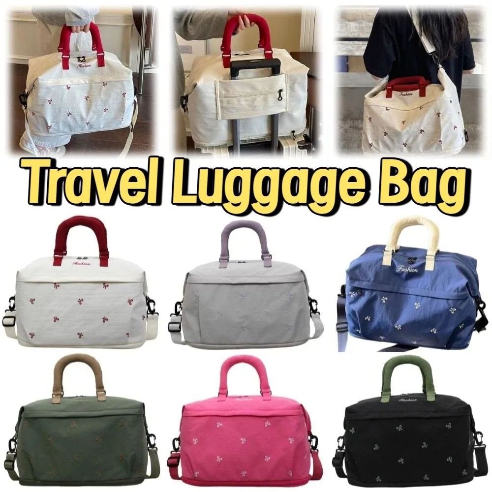 Large Capacity Travel Luggage Bag Waterproof INS Gym Shoulder Bag Wear Resistant Bowknot Clothing Storage Bag Camping