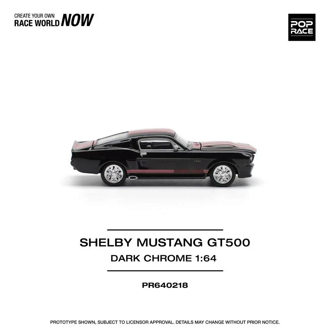 PreSale Pop Race 1:64 Shelby Mustang GT500 Dark Chrome Diecast Dioramaรถของเล่น