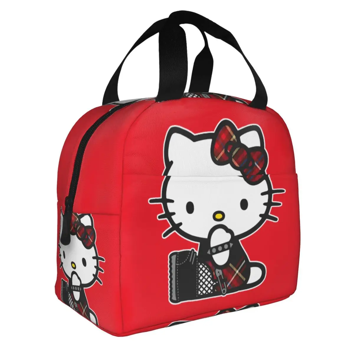 Hello Kitty Punk Gothic Insulated Lunch Bag Large Reusable Thermal Bag Lunch Box Tote School Travel Men Women