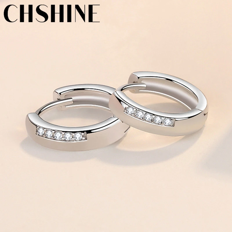 CHSHINE 925 Sterling Silver Summer Simple Zircon Earrings For Women Wedding Party Fashion Jewelry