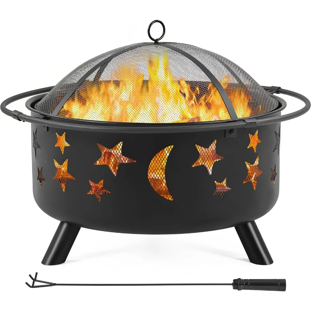 

Fire Pit 30in Fire Pits for Outside Wood Burning Outdoor Fireplace with Spark Screen, Poker for Bonfire Patio Backyard
