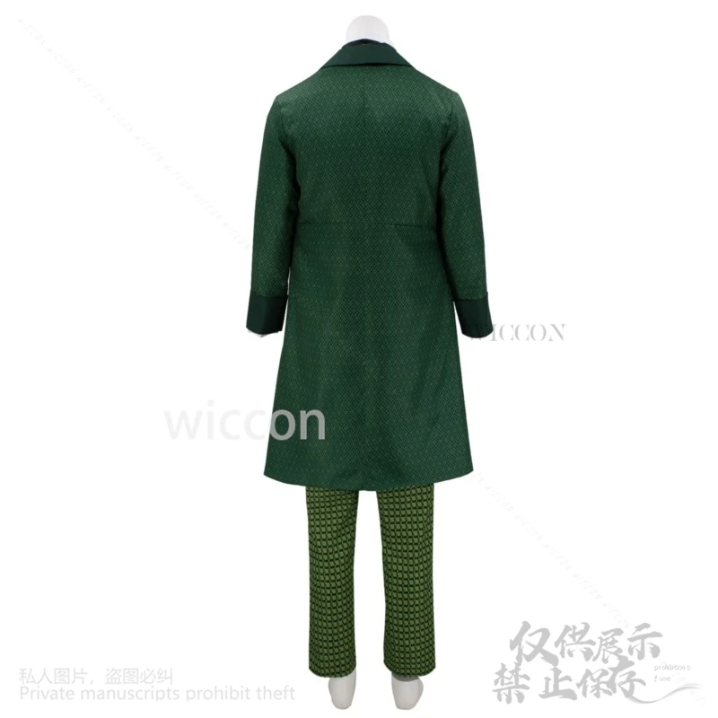 Anime Movie The Wizard Witch Pantaloni Cosplay Cappotto verde Uniforme Parrucche per uomo Halloween Festa di Natale Gioco di ruolo personalizzato