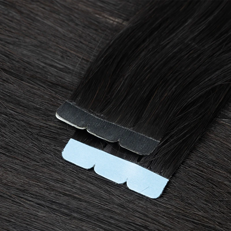Natural Black Mini Tape in Hair Extensions Human Hair Extensions 3x0.8cm Tape on Hair 10pcs/pack Add Volume Tape Ins