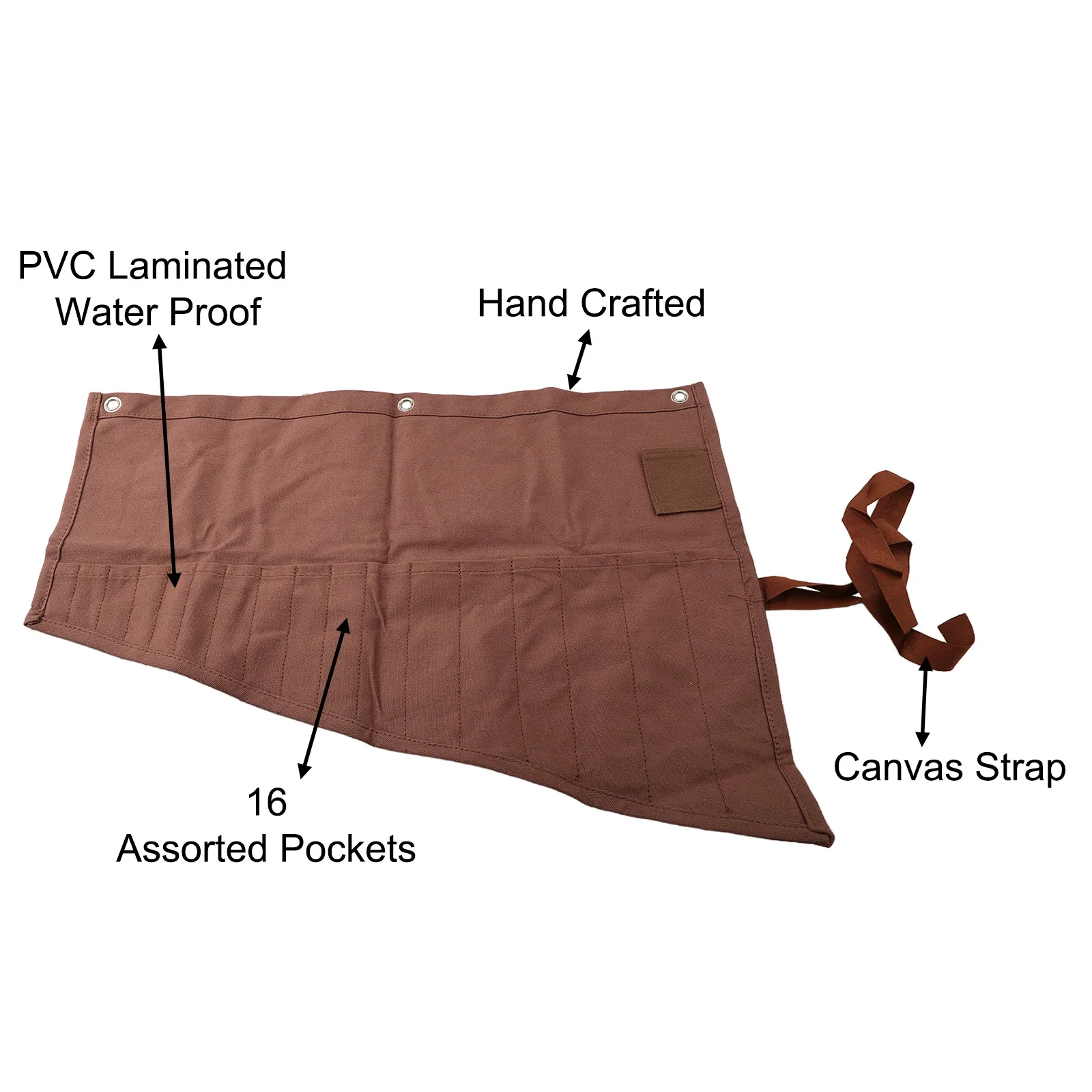 Wrench Storage Bag Waterproof Heavy Duty Waxed Canvas Tools Roll Bag Multi-purpose Spanner With 16 Pockets Storage Bags Tools