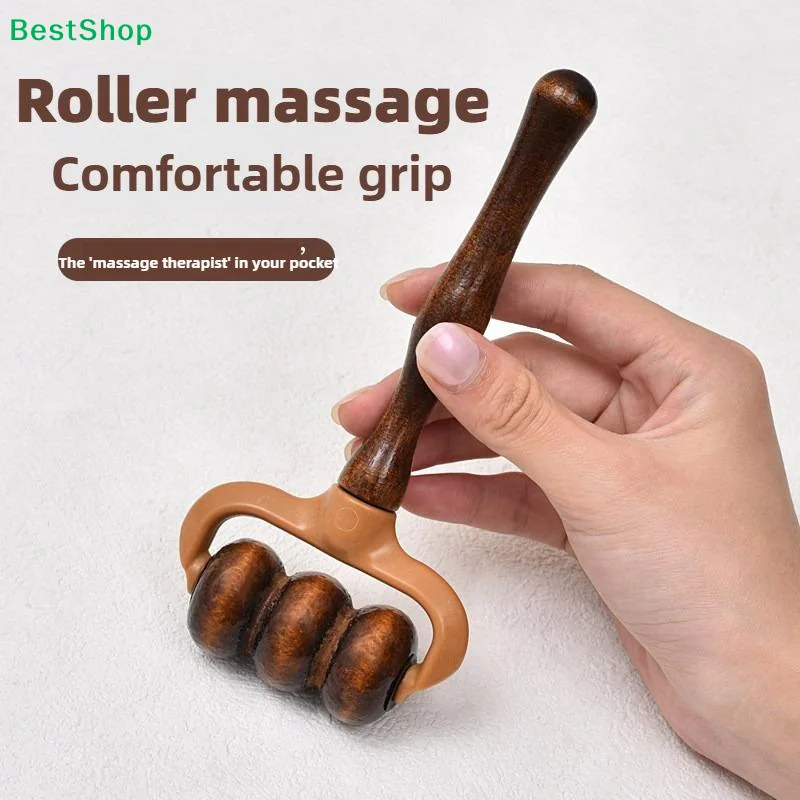 

☆Wooden Roller Massager – Handheld Full Body Massage Tool for Neck, Back & Leg Relaxation