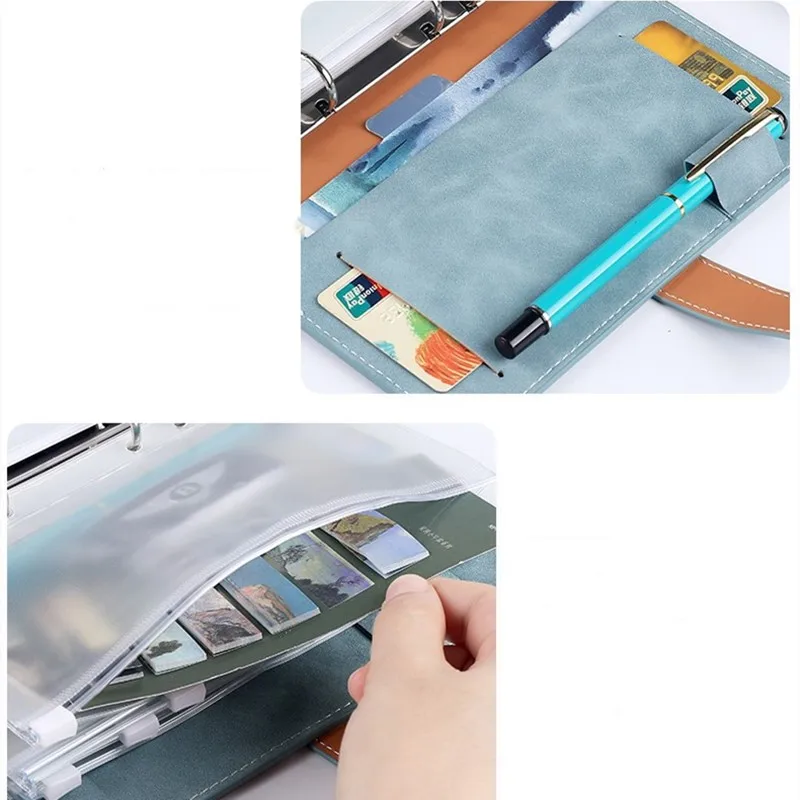 KWYKWY Macaron Budget Money Binder A6 Loose Leaf Notebook Pretty Cash Stuffing Organizer With Envelop Daily Agenda 2024 Notepad