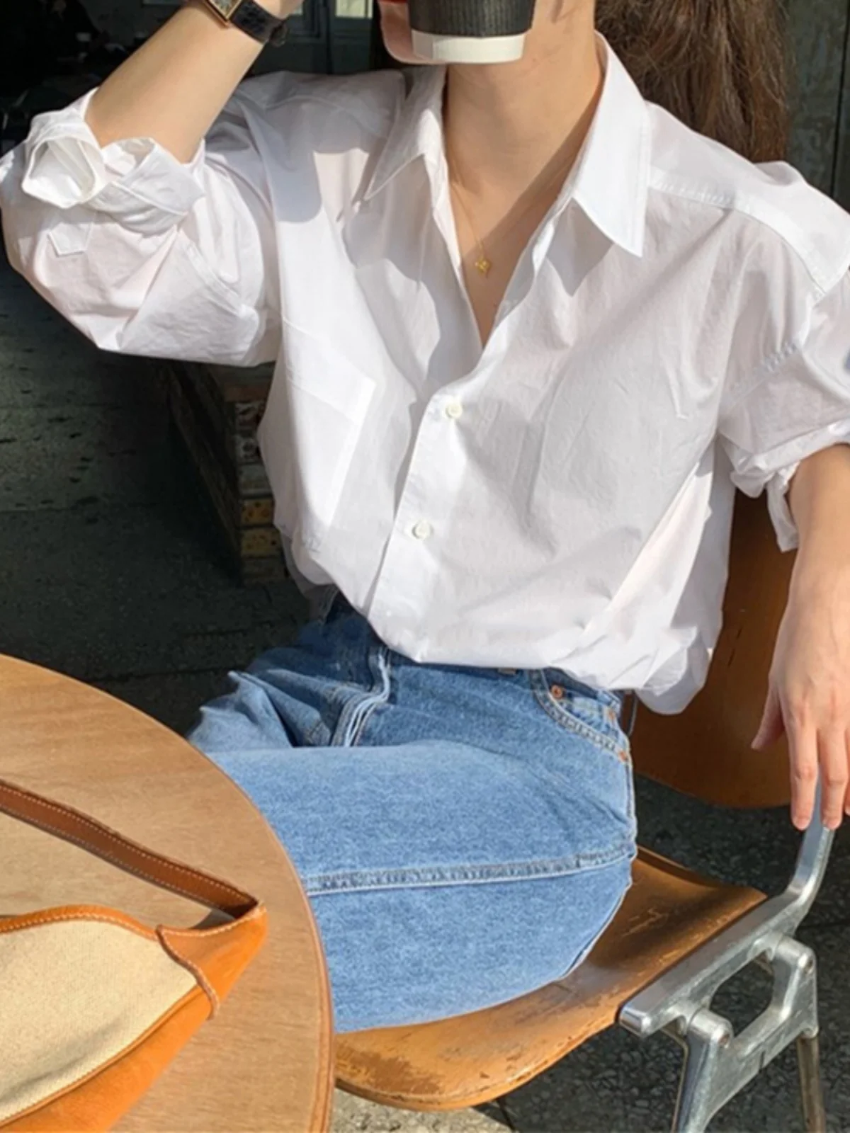 

Ele White Long Sve Women's irt Spring 2026 Design Sensation Sle Commute Faion Loose Fit Collar Button up
