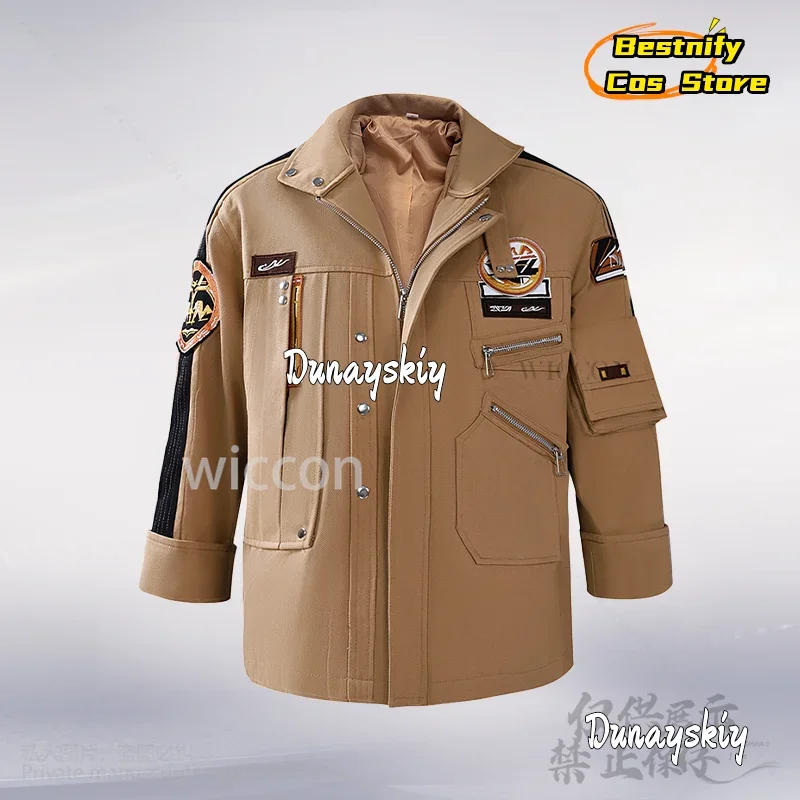 CosplayCaleb 코스프레 게임 사랑과 Deepspace Xia Yizhou 애니메이션 의상 카키 플라잉 자켓 초음속 잘 생긴 유니폼 가발 Custo